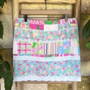 Lilly Pulitzer Women’s Floral, Plaid, Patchwork Design 100% Cotton Mini Skirt